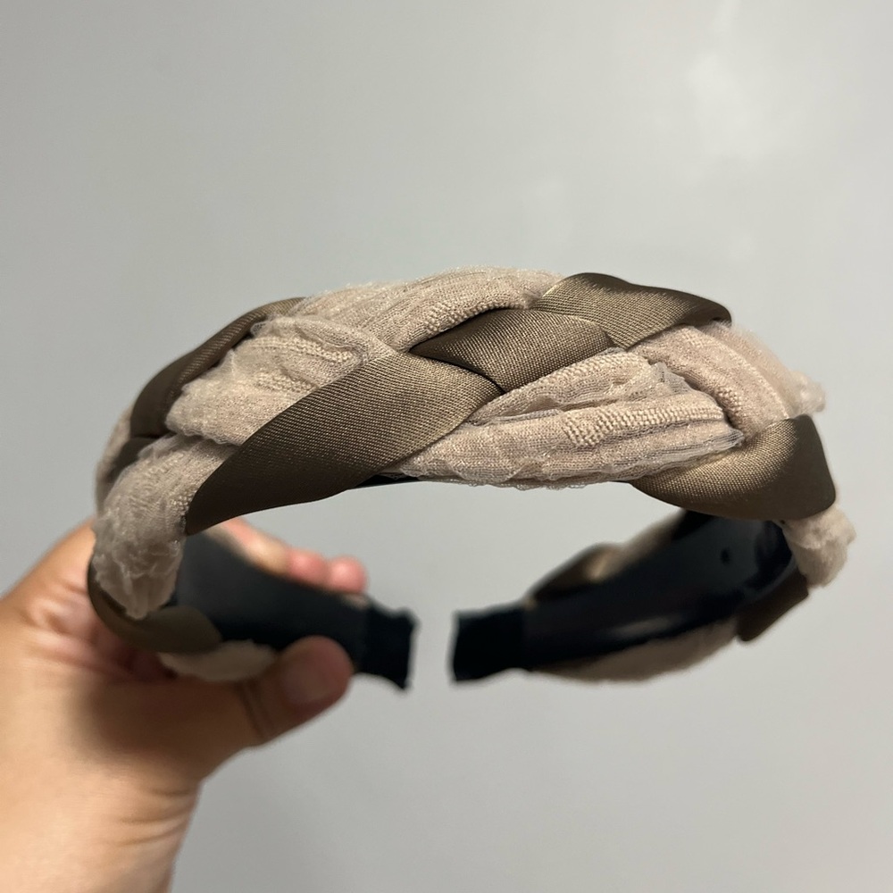 Elegant Braided Headband in Brown and Tan
